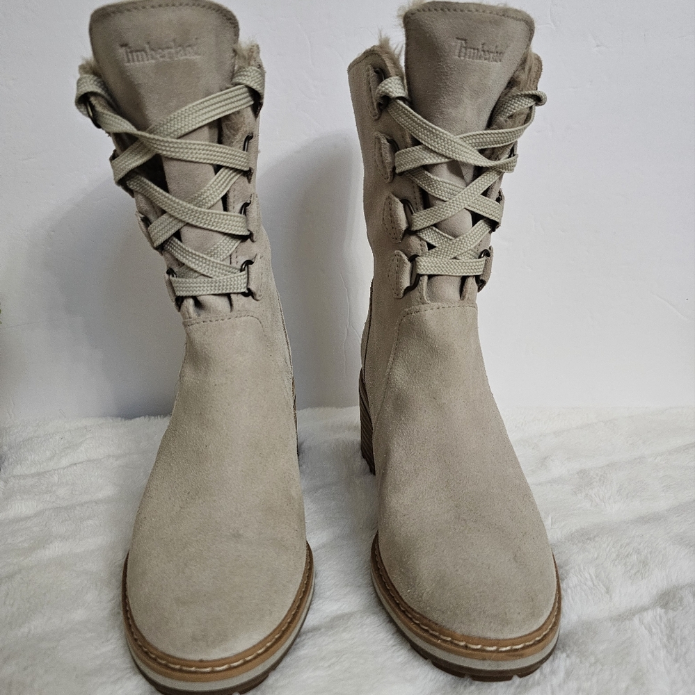 Timberland Womens Sienna Suede High Waterproof Mid Faux Fur Lined Lug Heel Boot - Picture 3 of 16